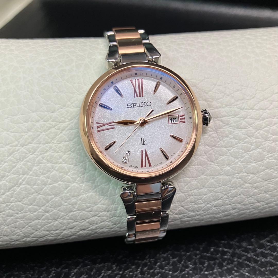 ◆極美品◆ルキア グロウ ダイヤ ソーラー電波 チタン 1B32 セイコー 時計