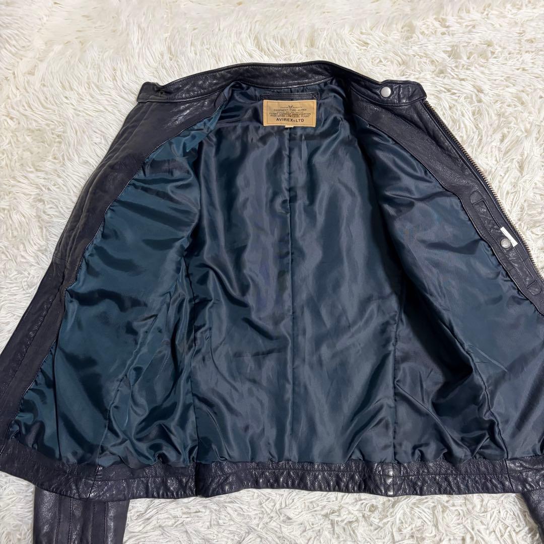 AVIREX マルチワッペン ゴートスキン シングルライダースジャケット L