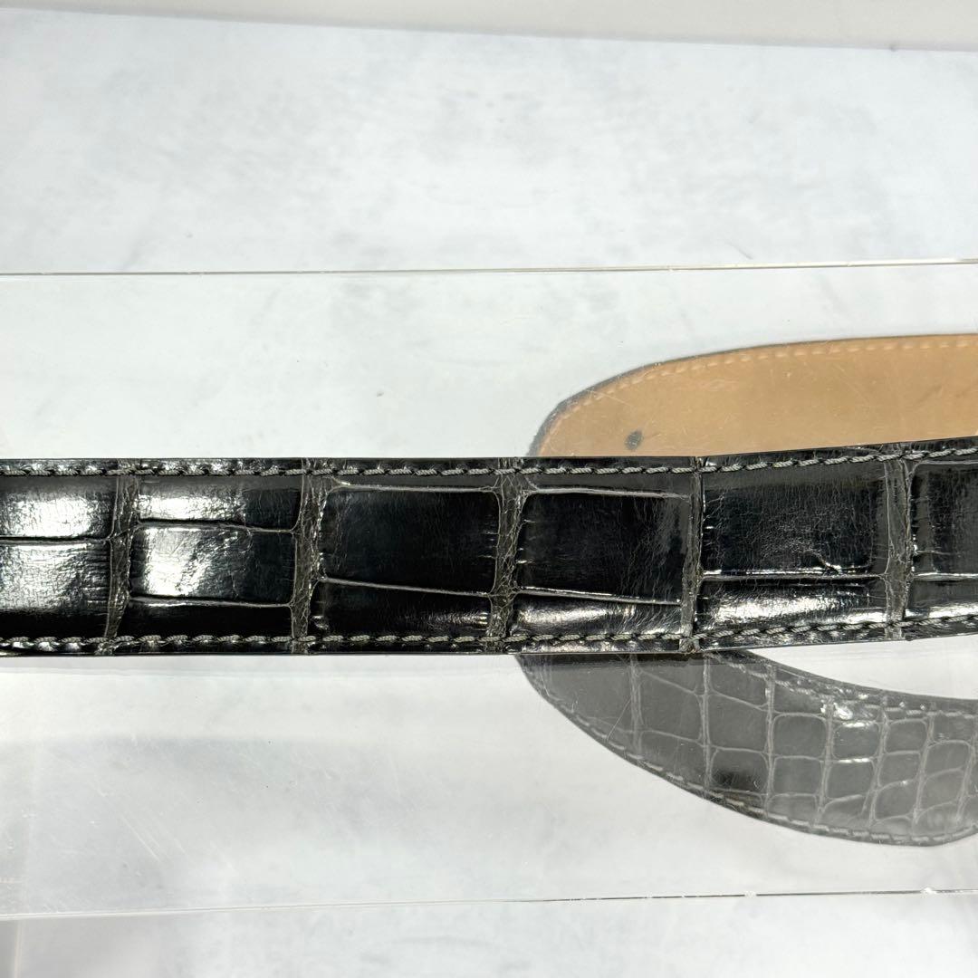 VACCARI アリゲーター レザーベルト スモーキーグレージュ イタリア製