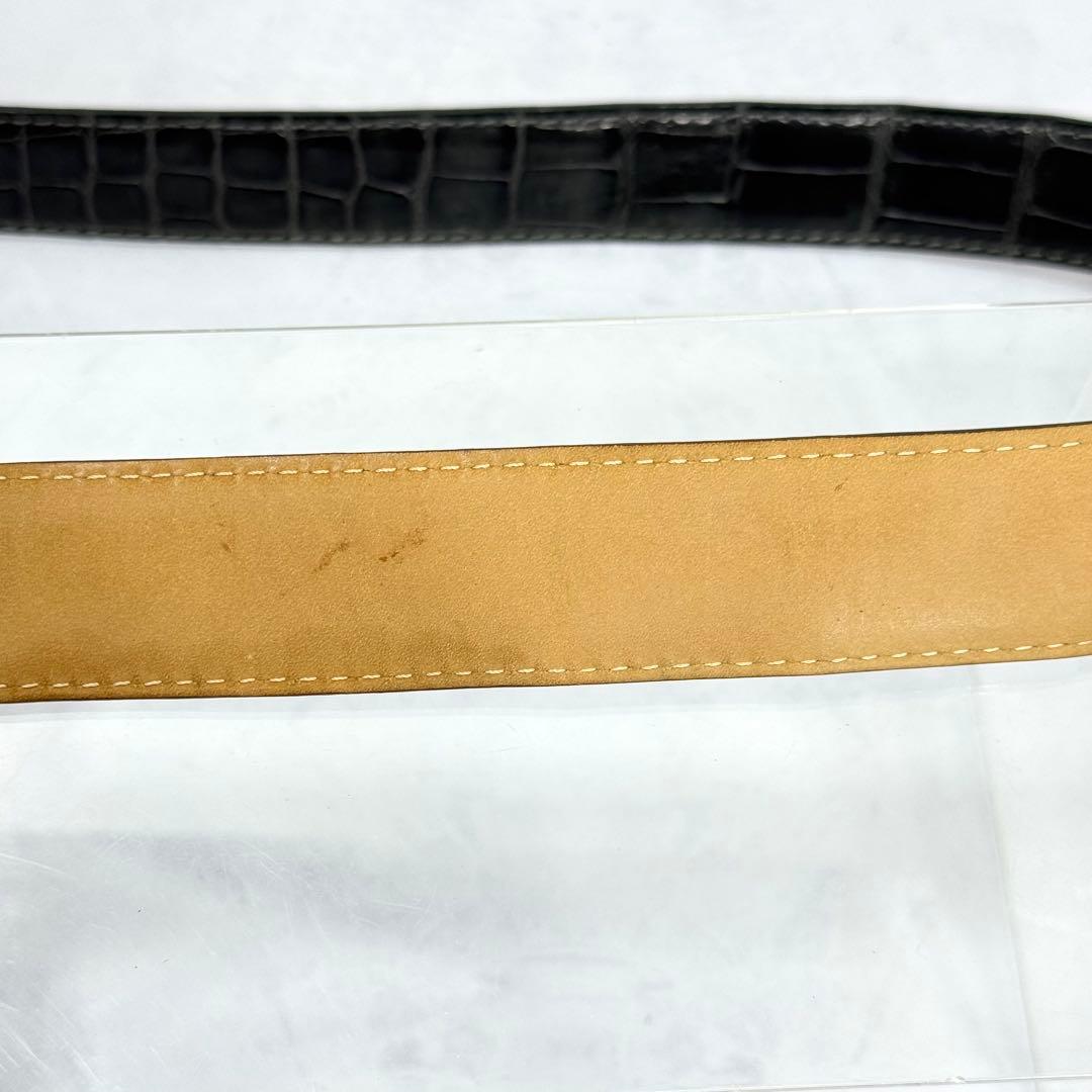VACCARI アリゲーター レザーベルト スモーキーグレージュ イタリア製