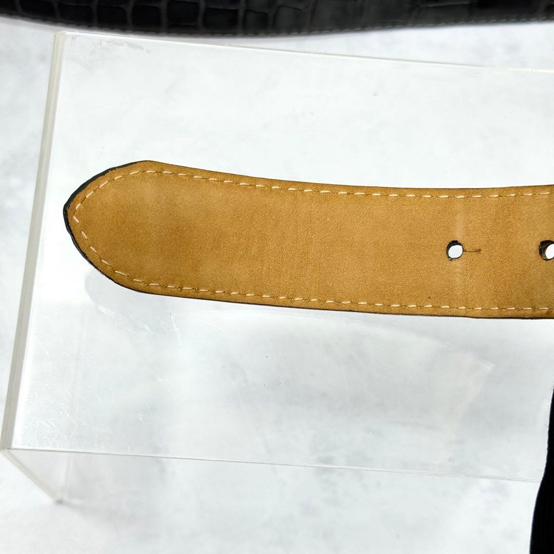 VACCARI アリゲーター レザーベルト スモーキーグレージュ イタリア製