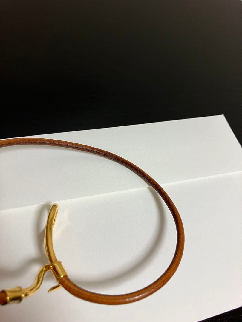 HERMES エルメス ジャンボ 茶×金 二重 ブレスレット