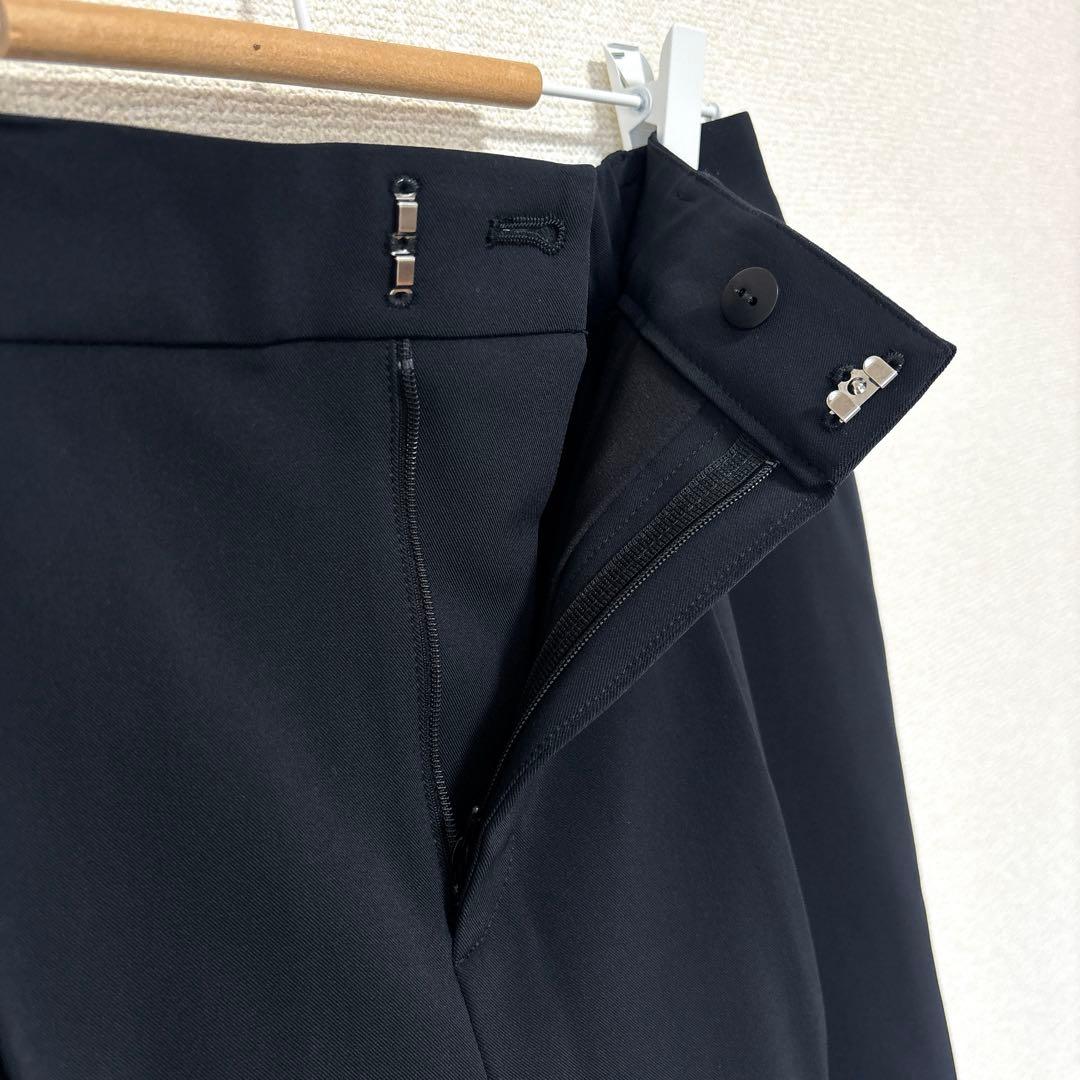 極美品✨インディヴィ パンツスーツ セットアップ ノーカラー LL・XL 紺色