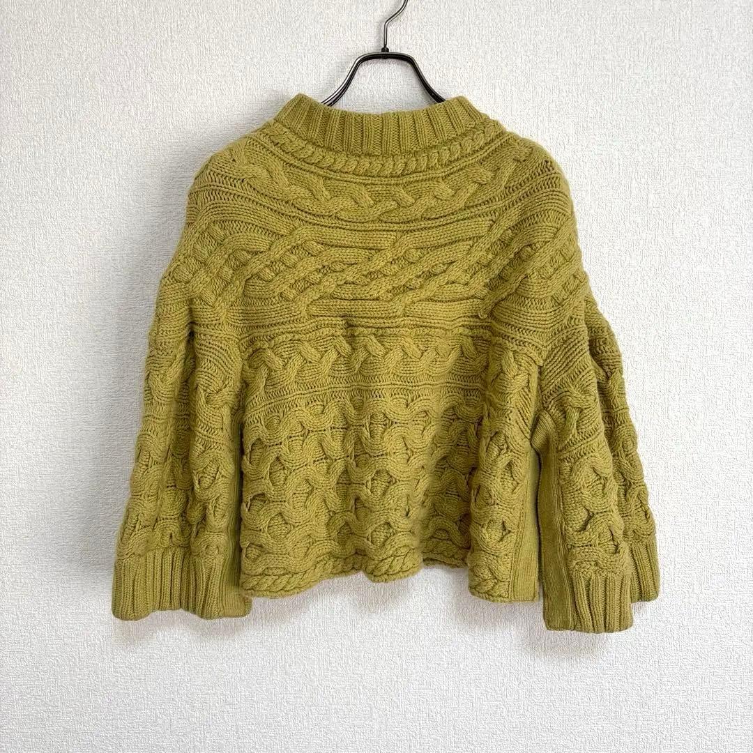 S00098 sacai ミドルネック ケーブル編みニット ポンチョ 2WAY