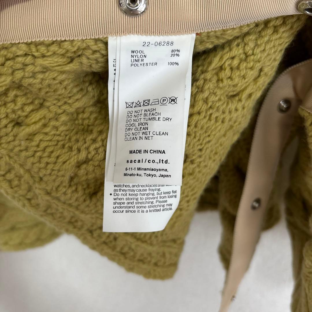 S00098 sacai ミドルネック ケーブル編みニット ポンチョ 2WAY