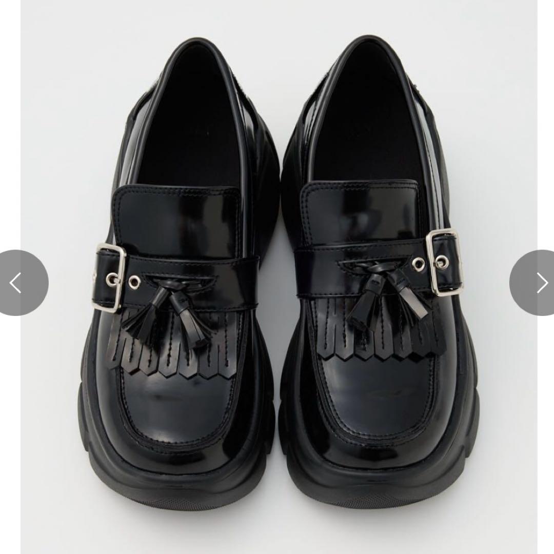 厚底　2WAY プラットフォーム　ローファー ブラック　S