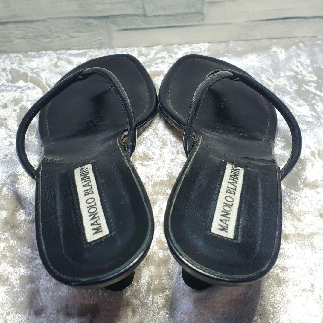 【美品】✨マノロブラニク 24.5cm トングサンダル 黒 レザー 38