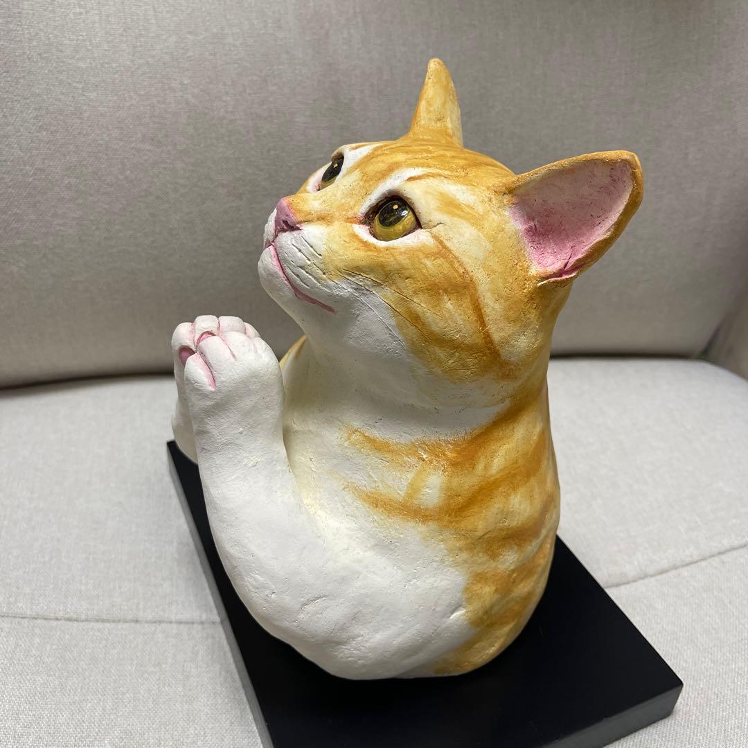 造形作家　小澤康麿　立体　猫　オブジェ 置物　茶トラ