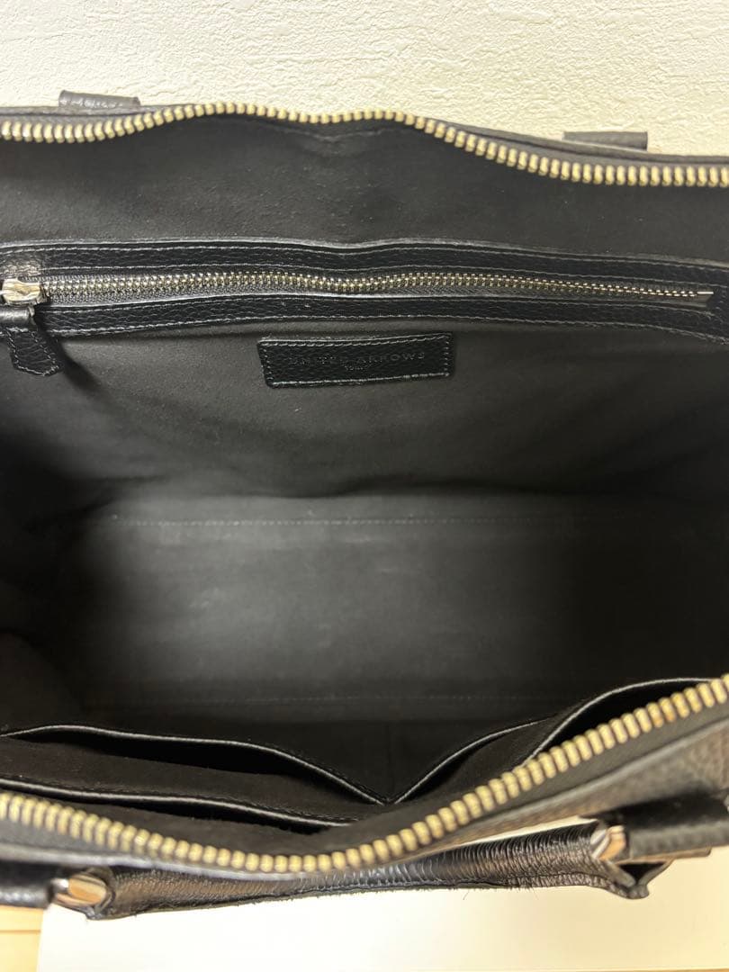 UNITED ARROWS レザー ラウンド ブリーフケース ブラック