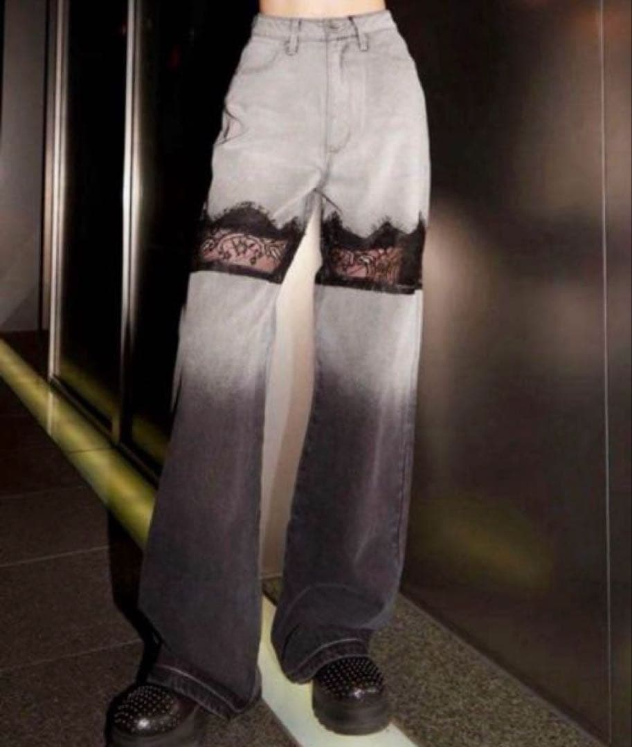 スカラップレースデニムロングパンツ【いいね15で削除】