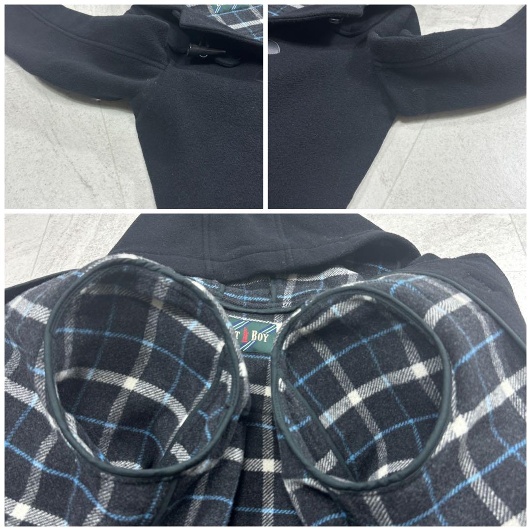 11号【EASTBOY】ダッフルコート 裏地チェック トグル フード 黒