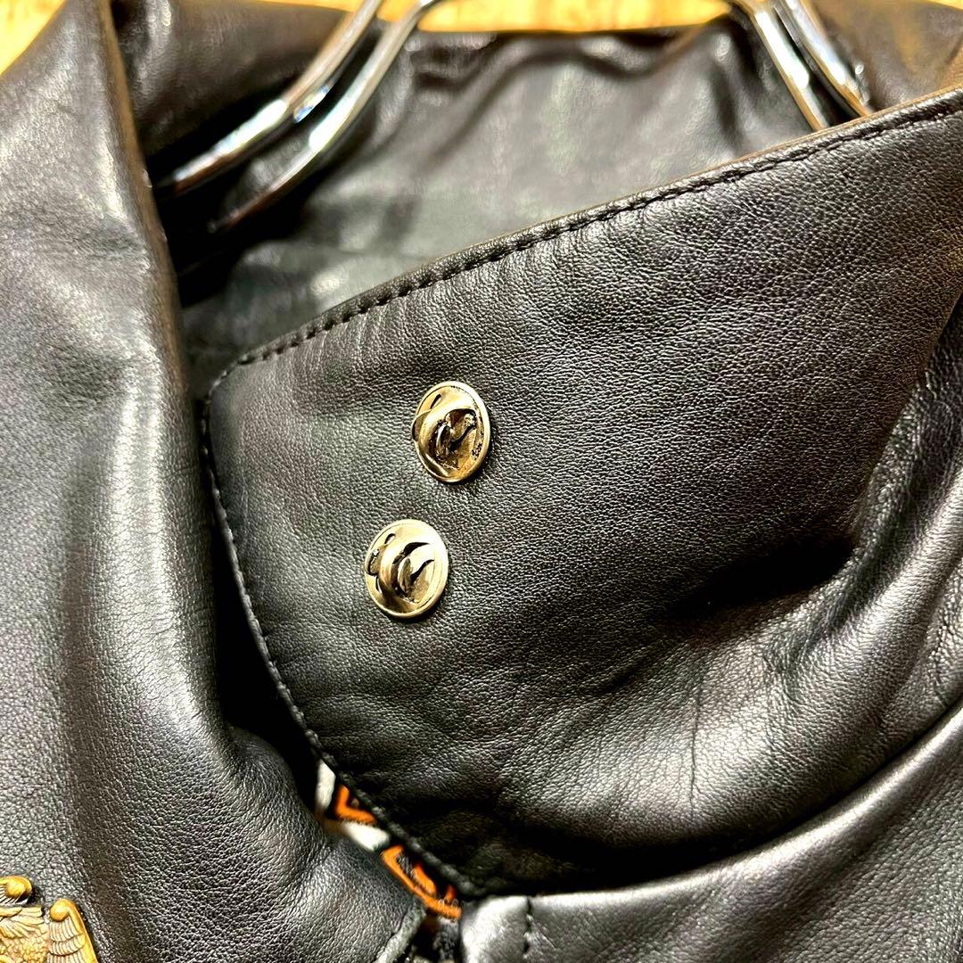 やは ハーレーダビッドソン デカロゴ 牛革 ゆるだぼ レザージャケット