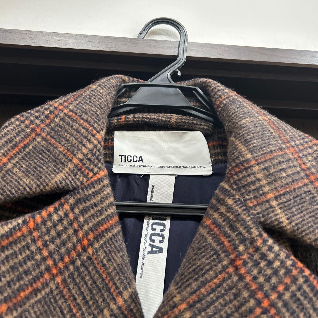 TICCA チェック柄 ダブルブレストコート