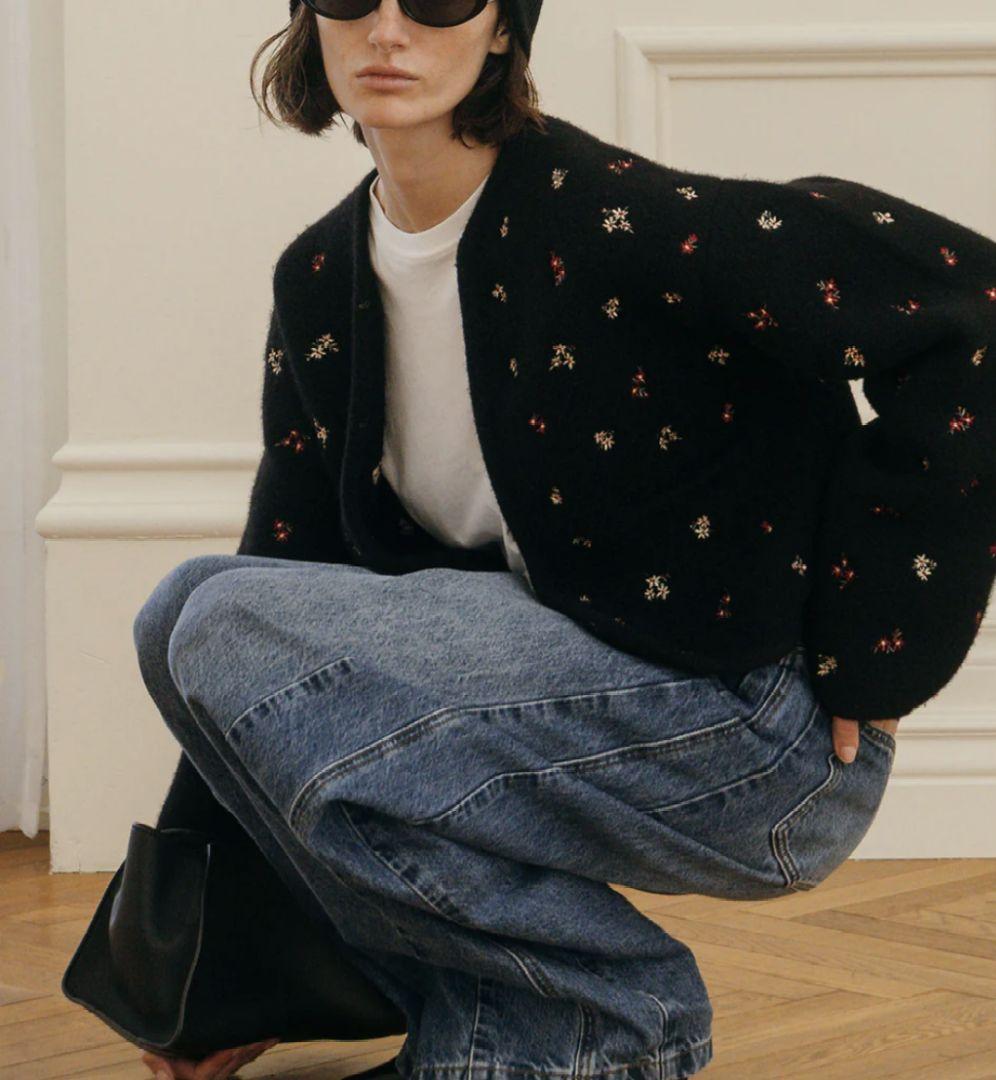 トップス CREDONA /FLOWER EMBROIDERY KNIT JACKET