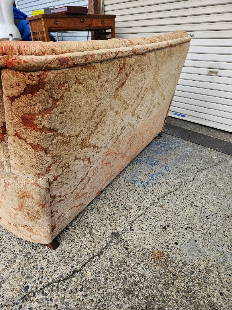 ヴィンテージ モケット 3人掛けソファ ベロア 総柄 長椅子 レトロ