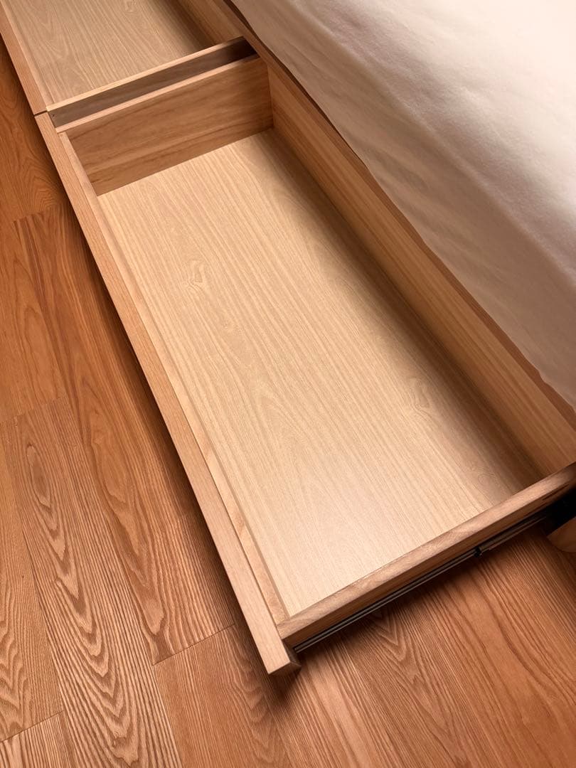 シモンズ ダブルベッド LED付き 引き出し収納 ステーションタイプ ナチュラル