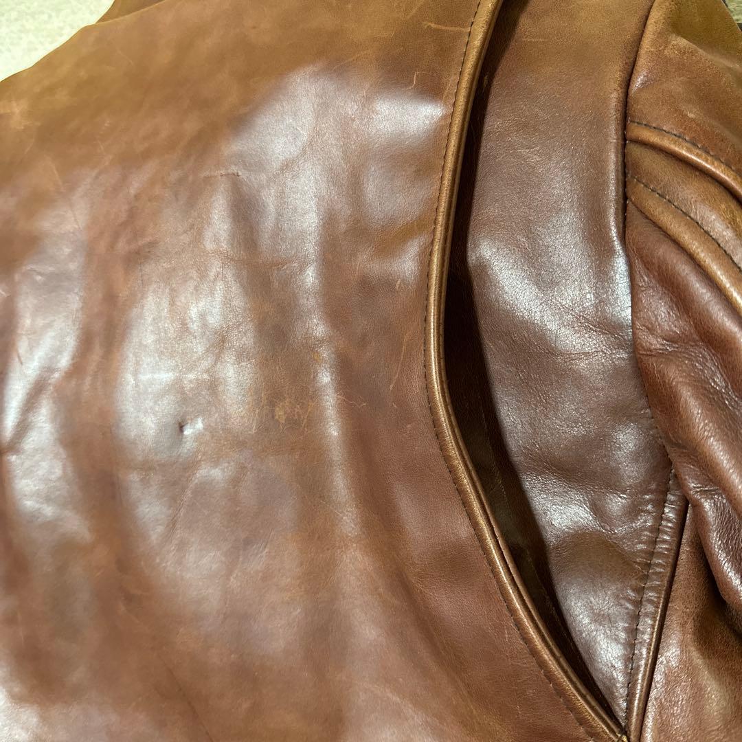 EURO LEATHER ブラウンレザー シングルライダースジャケット