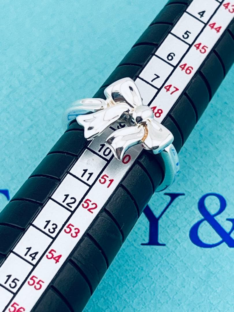 c924 オールド　ティファニー　1990 リボン　リング　925 約8.5号