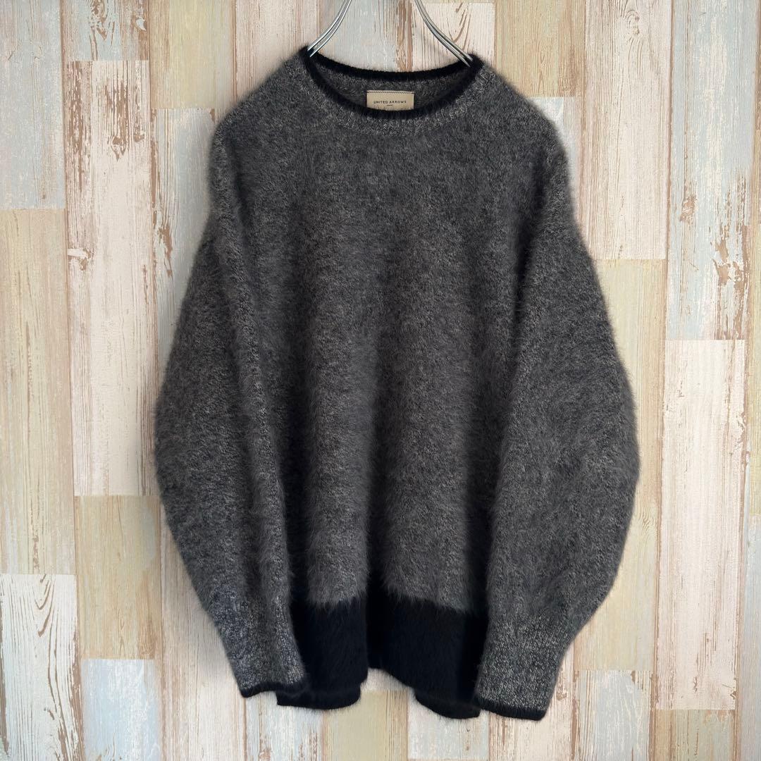 ユナイテッドアローズ フォックス混 クルーネックニット カシミヤ混 グレー系