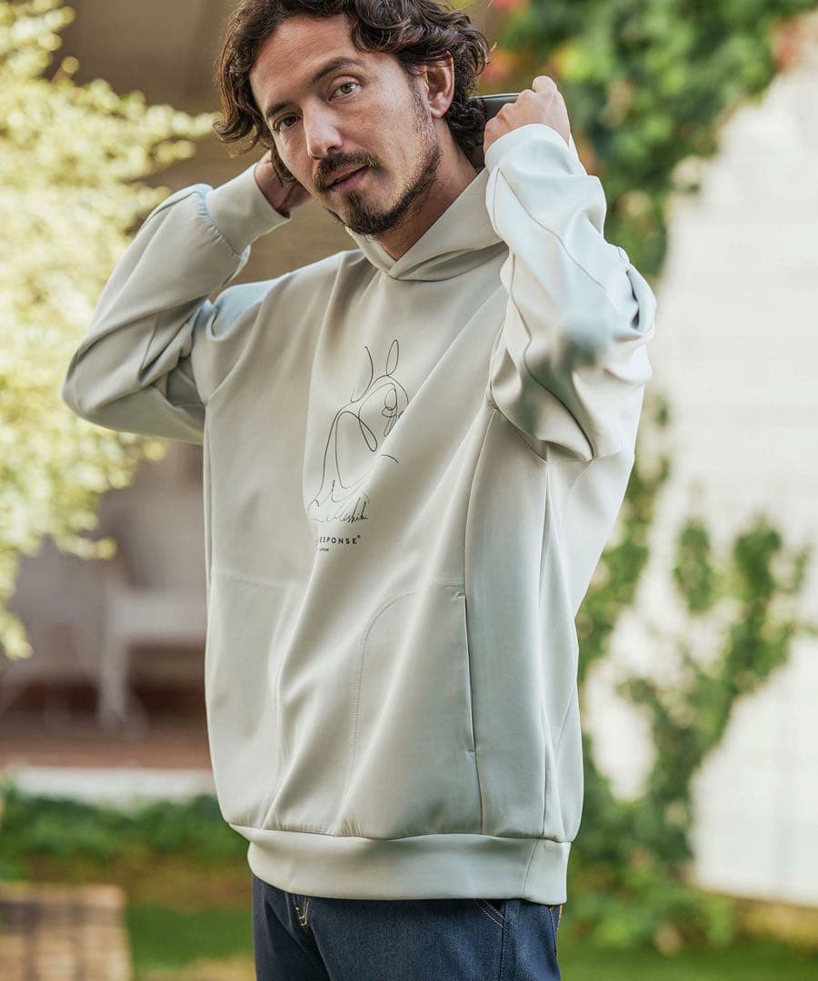 ナメクジ　コールアンドレスポンスフレンチブル-プリントパーカー