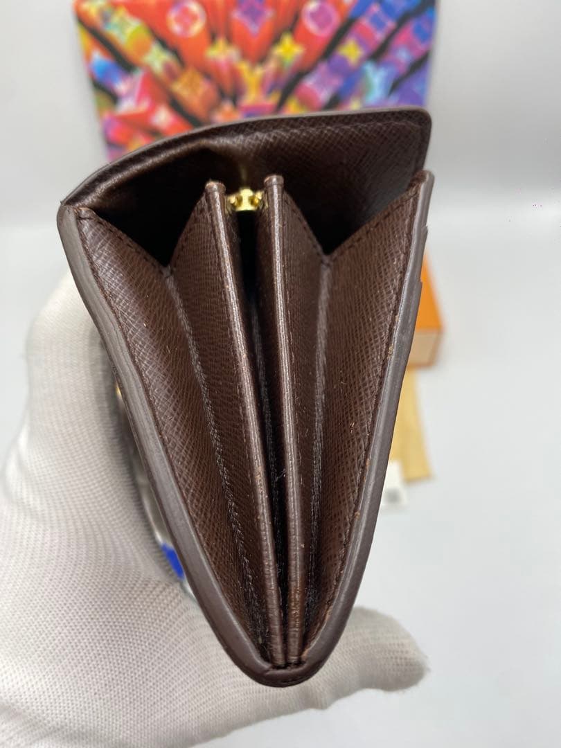 ルイヴィトン ダミエ ポシェットポルトモネクレディ 二つ折り長財布 札入れ 茶