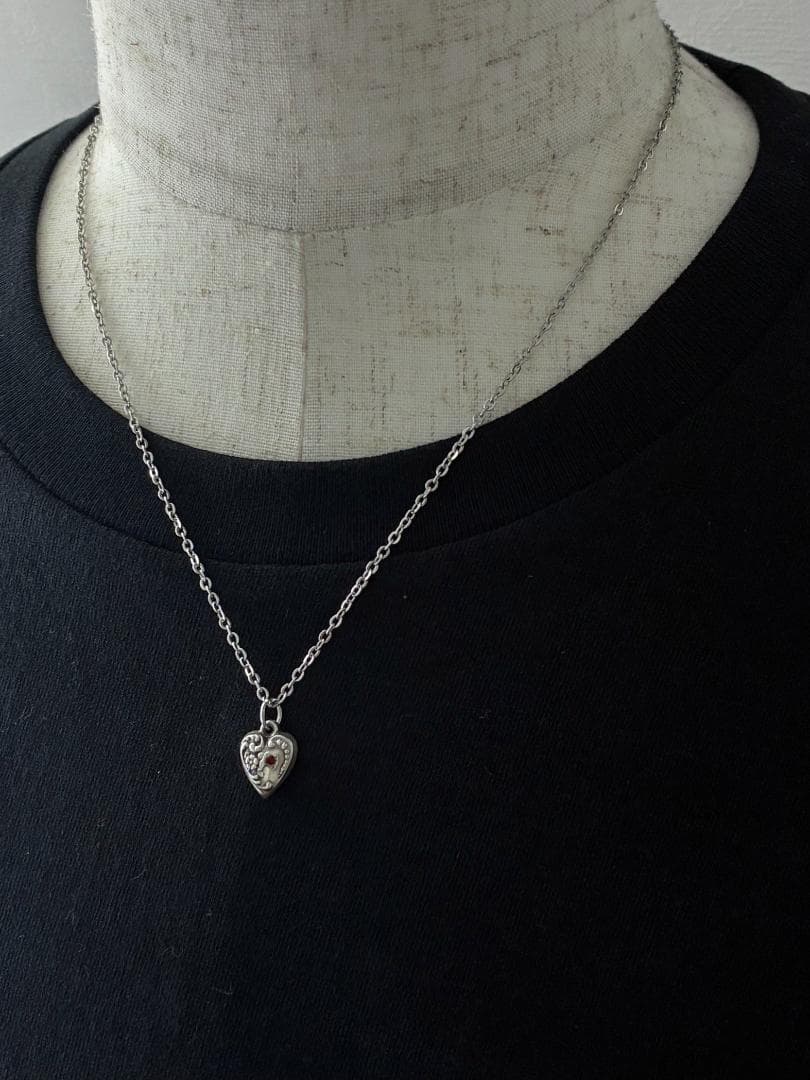 スウィートハートジュエリー勿忘草 レッドストーン シルバーヴィンテージネックレス