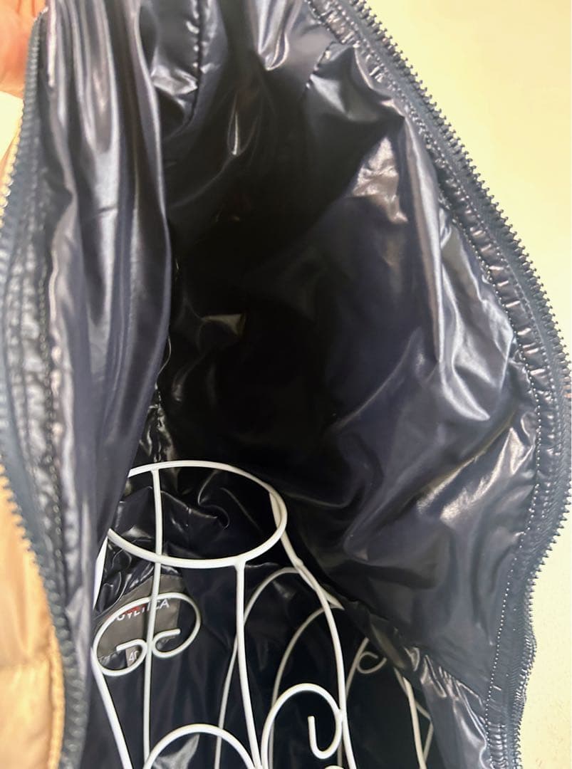 DUVETICA ACE ロングダウンコート40 ベージュ×ネイビー