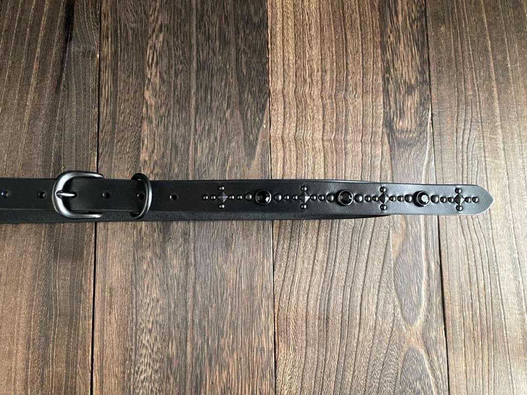 ナローロングベルト　オールブラック　牛ヌメ　exca HTC CALEE