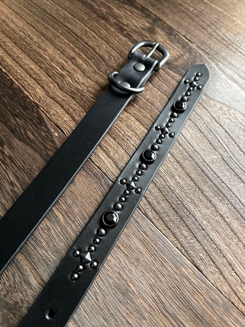 ナローロングベルト　オールブラック　牛ヌメ　exca HTC CALEE