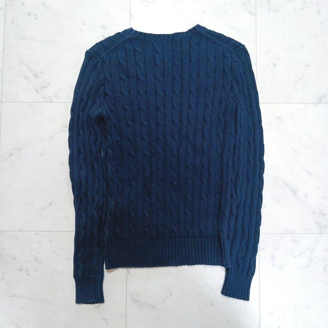 【現行QR】24年製✨ラルフローレン　白ポニー刺繡　ケーブルニットセーター