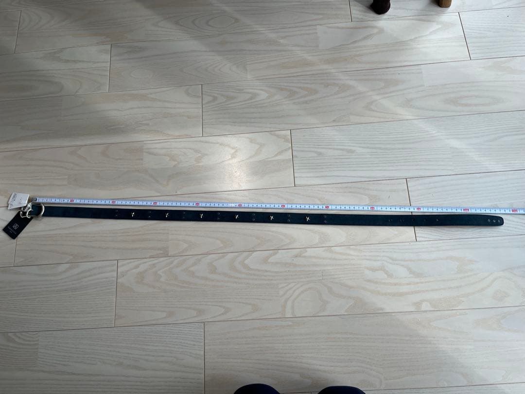 未使用品　AMBOISE ネイビーレザー ベルト 星型装飾　90 フランス製