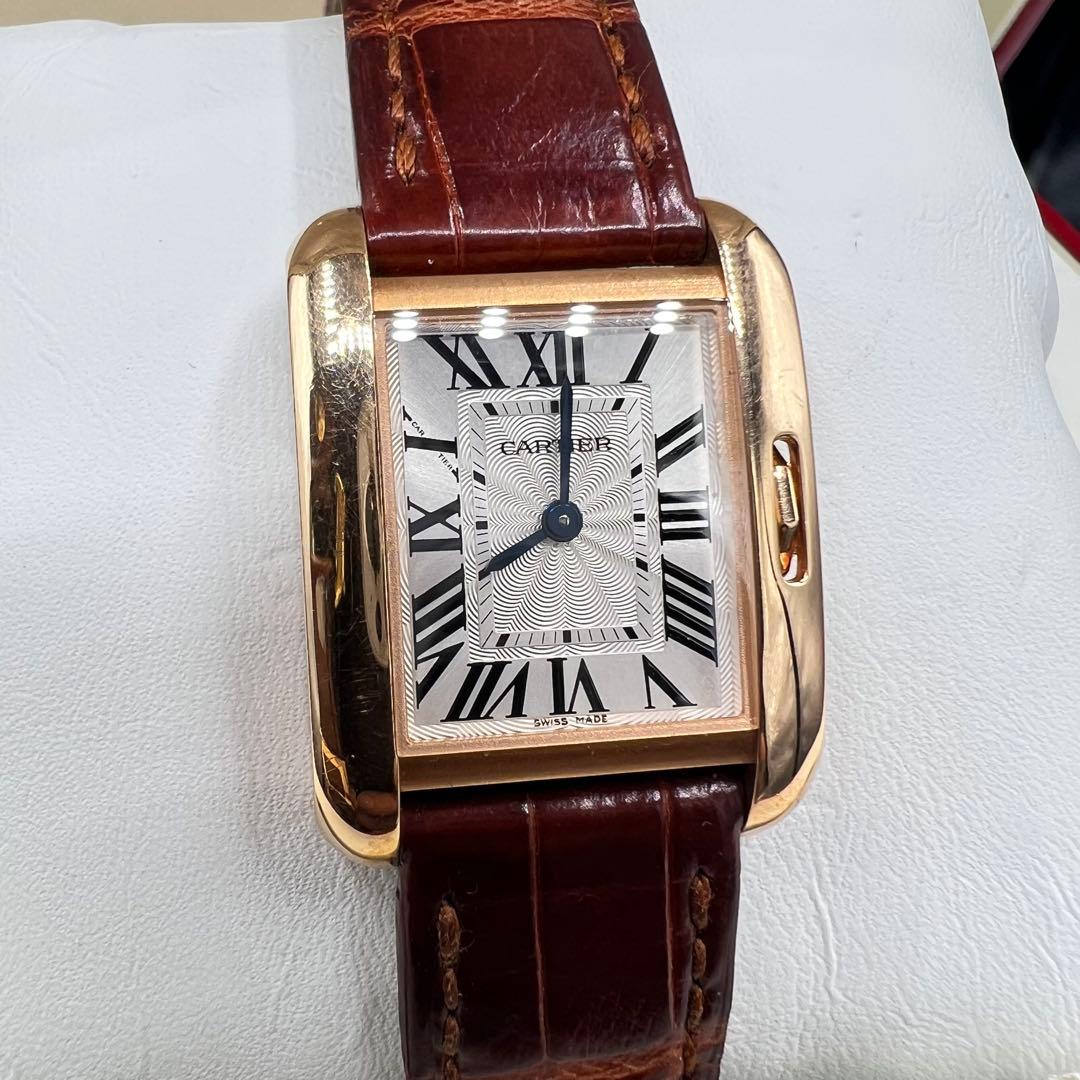 Cartier カルティエ タンクアングレーズSM K18 PG/革ベルト