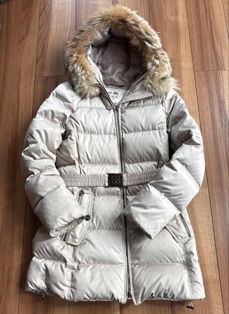 コーチCOACHベージュ 上品なダウンジャケット◆サイズ8