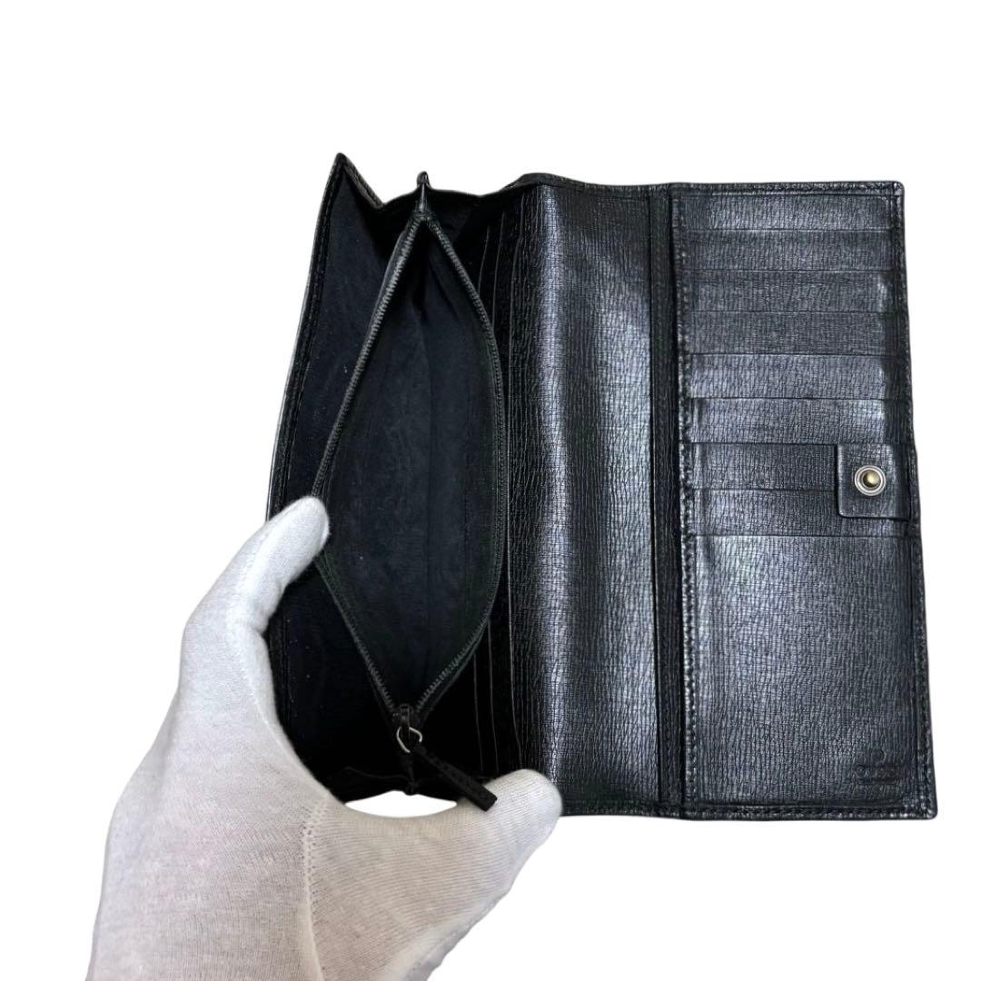 グッチ　112 グッチ　長財布　レザー　ブラック　インターロッキング金具　G金具