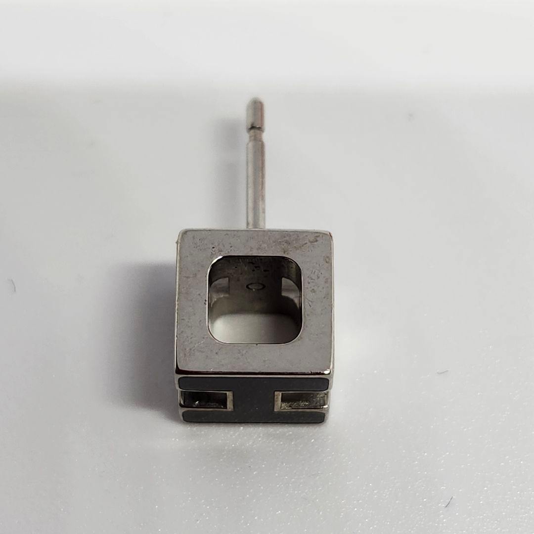 HERMES カージュド アッシュH CAGE'D H ピアス 片耳 ブラック