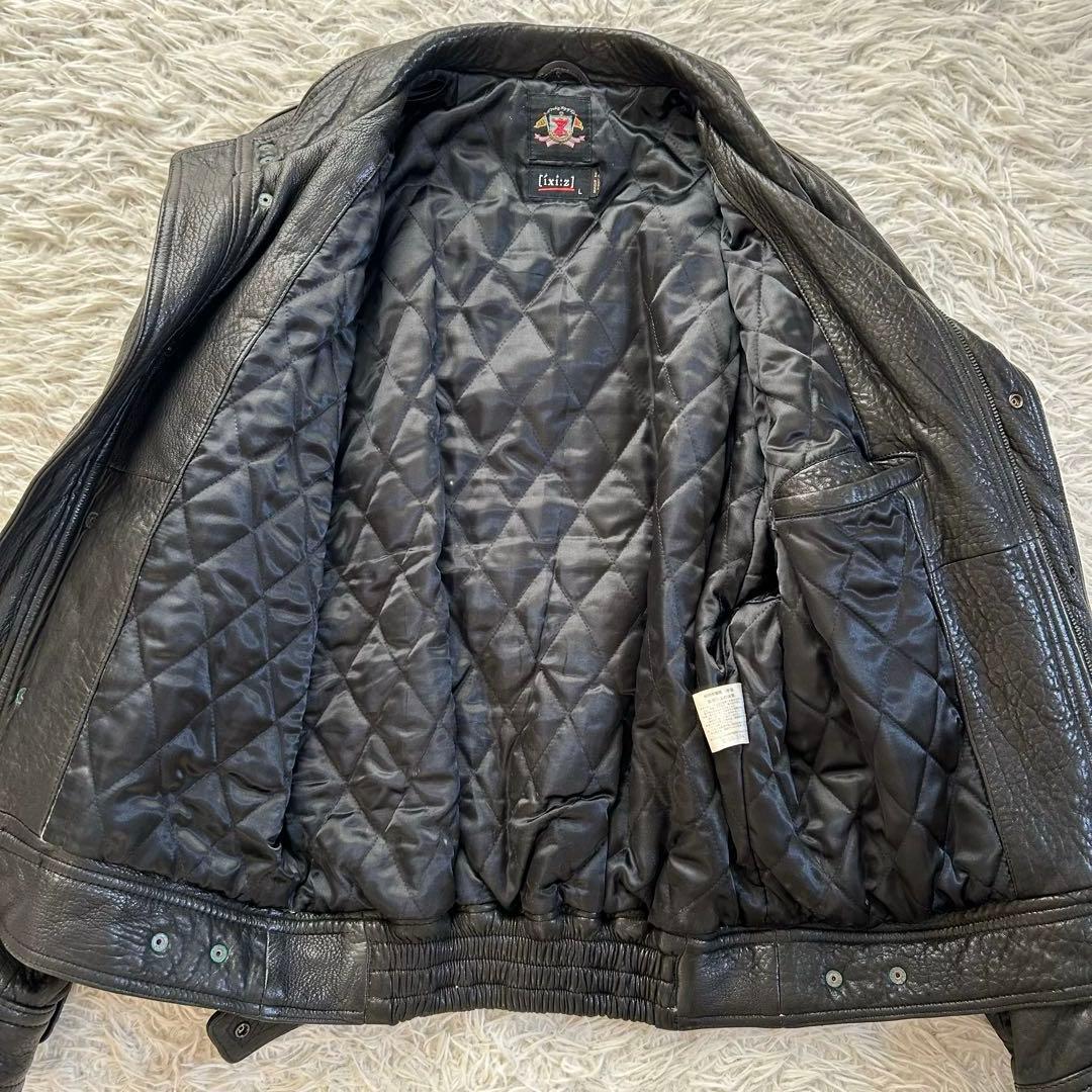 90s ixi:z レザージャケット ブルゾン シワ加工 短丈 羊革 中綿 L