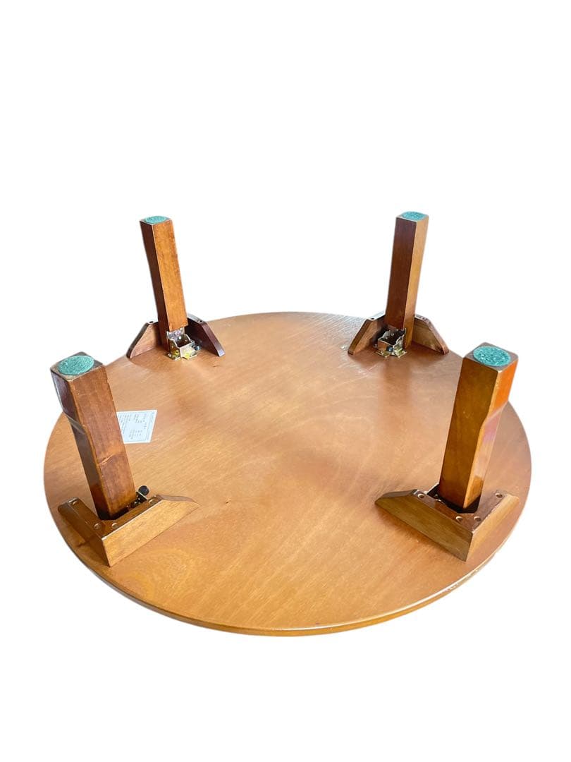 HR588 円卓　ちゃぶ台　テーブル 折りたたみ脚 木製 座卓 丸90cm