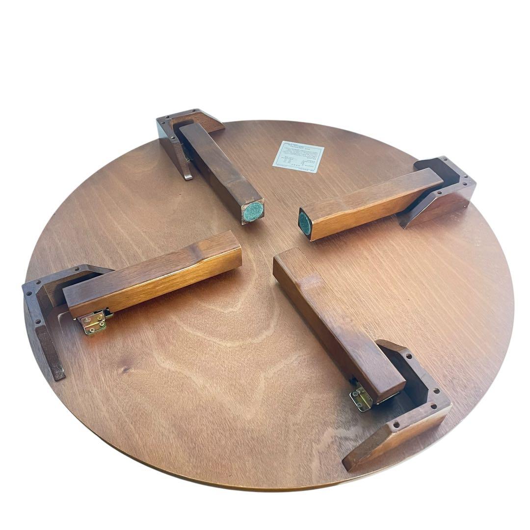 HR588 円卓　ちゃぶ台　テーブル 折りたたみ脚 木製 座卓 丸90cm