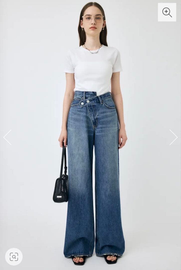 MOUSSY CROSS WAIST WIDE ストレート デニムパンツ