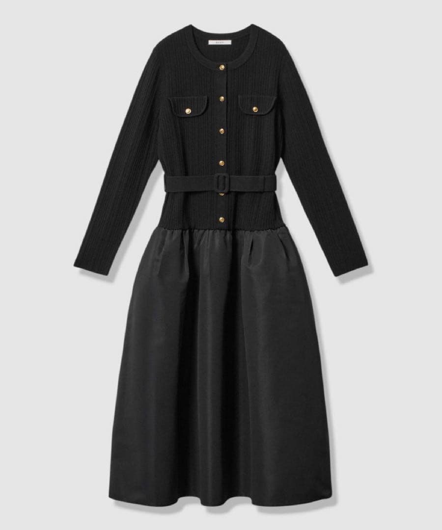 1月4日まで ANAYI グログランコンビベルト付き ワンピース 38