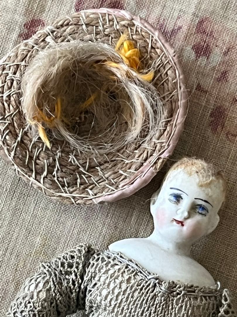 アンティークビスクドール陶器小さなドールミニョネット レトロ人形ハンドメイド