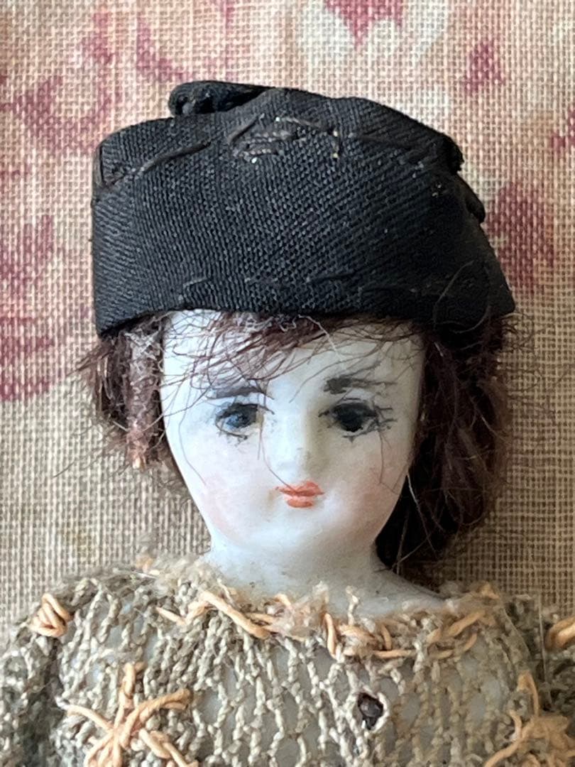 アンティークビスクドール陶器小さなドールミニョネット レトロ人形ハンドメイド