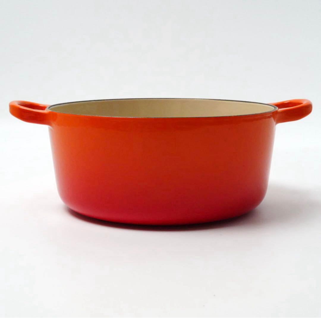 【極美品】LE CREUSET　ココット ロンド オレンジ22cm