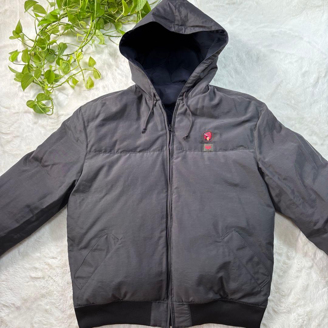 PAPAS パパス ダウン リバーシブル ロゴ刺繍 美品 肉厚 短丈 Lsize