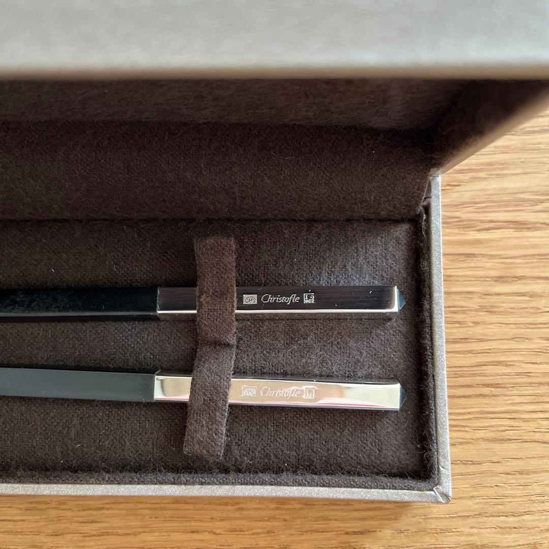 【新品未使用】 クリストフル 箸 ブラック シルバー