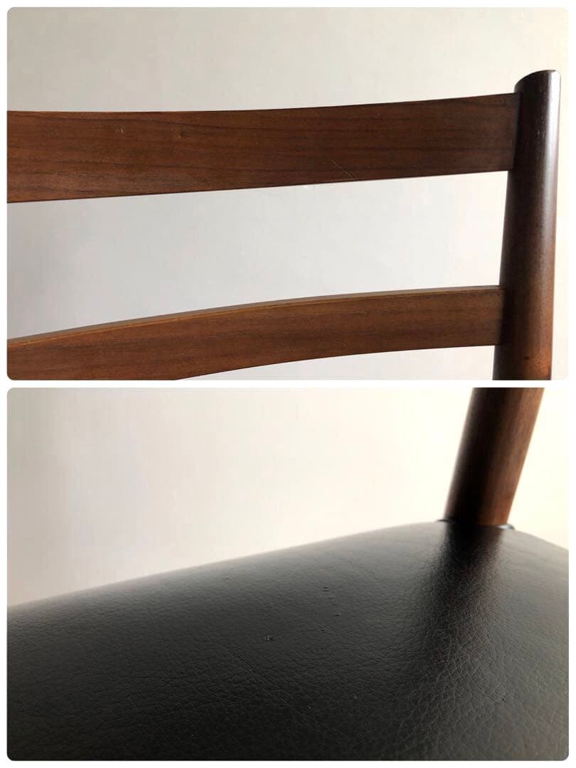 飛騨高山 日進木工製 ウォールナット材 黒革チェア ダイニング デスク椅子 工芸