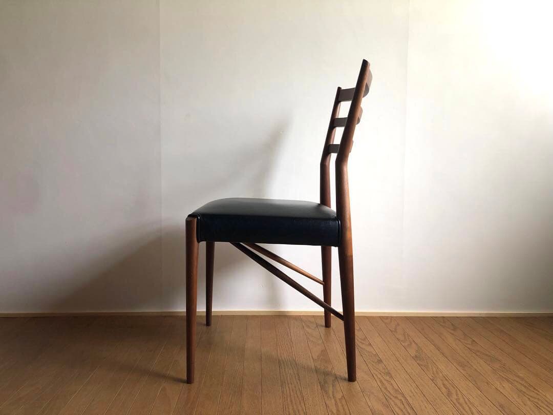 飛騨高山 日進木工製 ウォールナット材 黒革チェア ダイニング デスク椅子 工芸