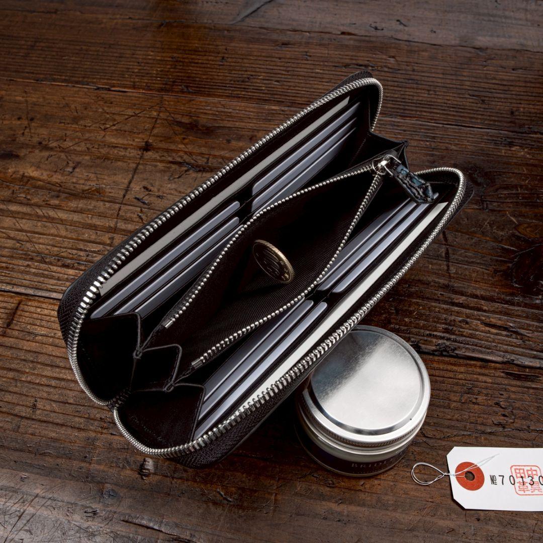 実物撮影 一枚革 クロコダイル ブルー メンズ 長財布 ラウンドファスナー 青