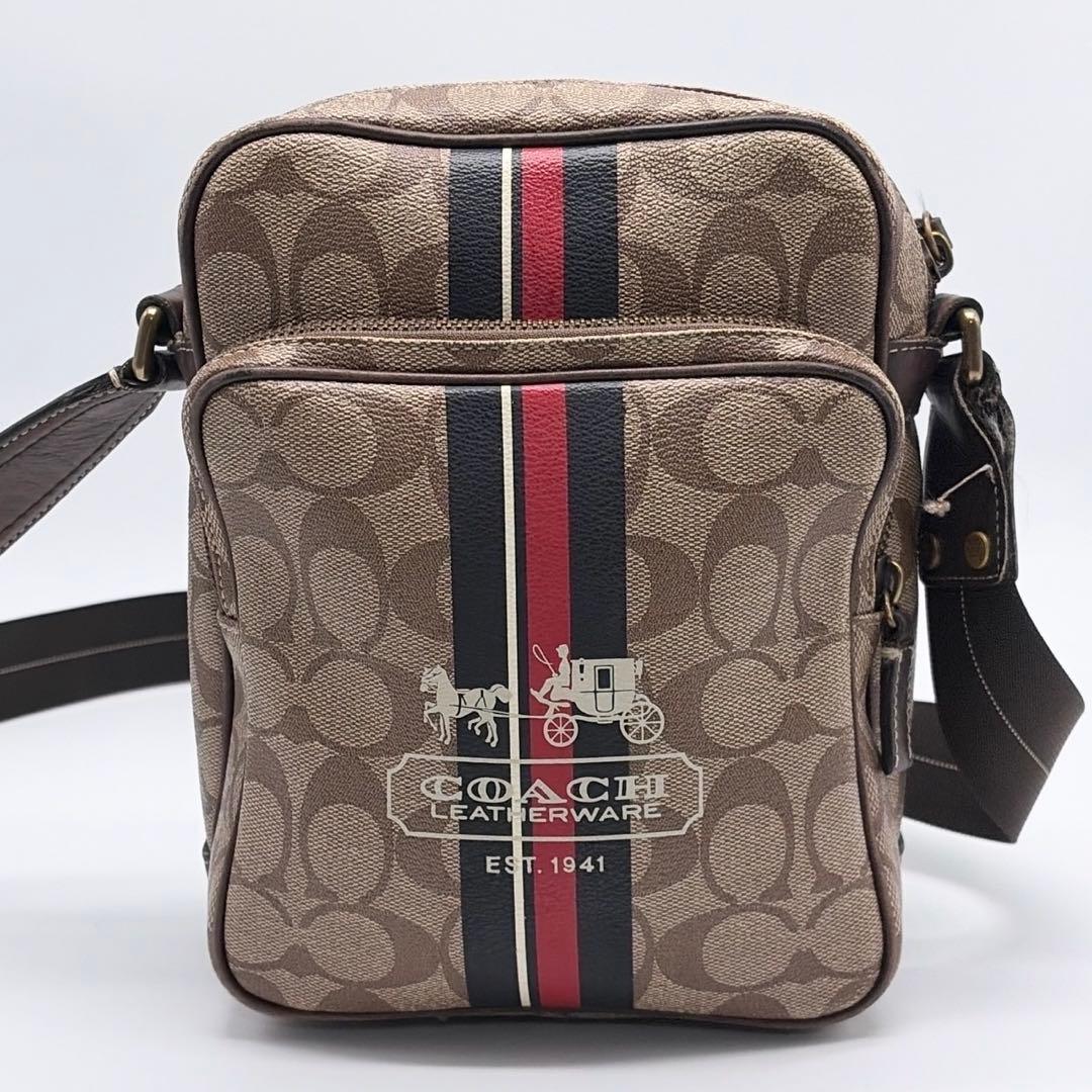 コーチ ショルダーバッグ サコッシュ レザー シグネチャー　ヘリテージ