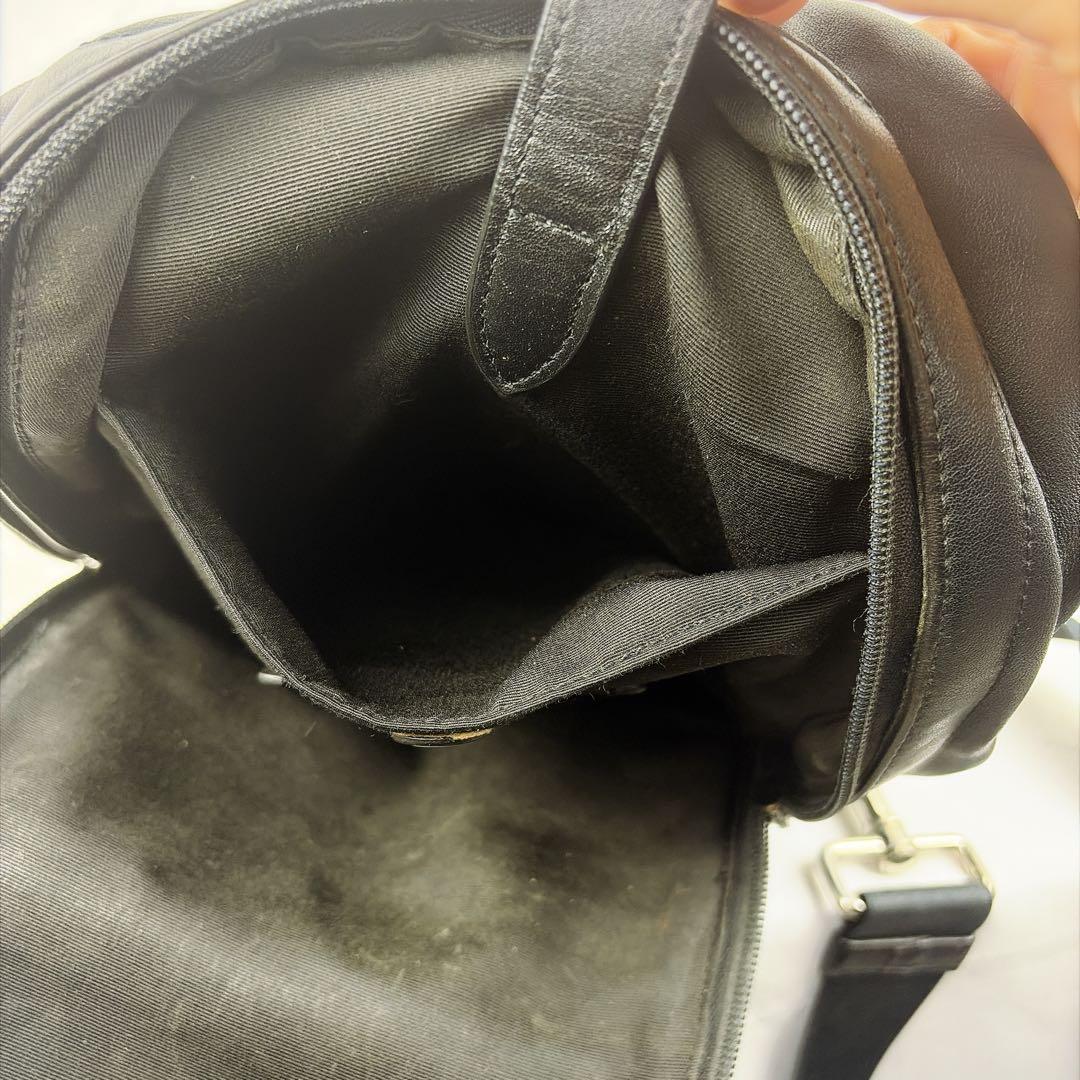 COACH コーチ レザー　PVC クロスボディバッグ シグネチャー　黒